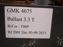 Grove GMK 4075 counterweight 3,3 ton 