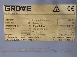 Grove GMK 4100L, 4115L, 5095, 5110, 5130-1/2,5165-2 Hydraulic jib reel